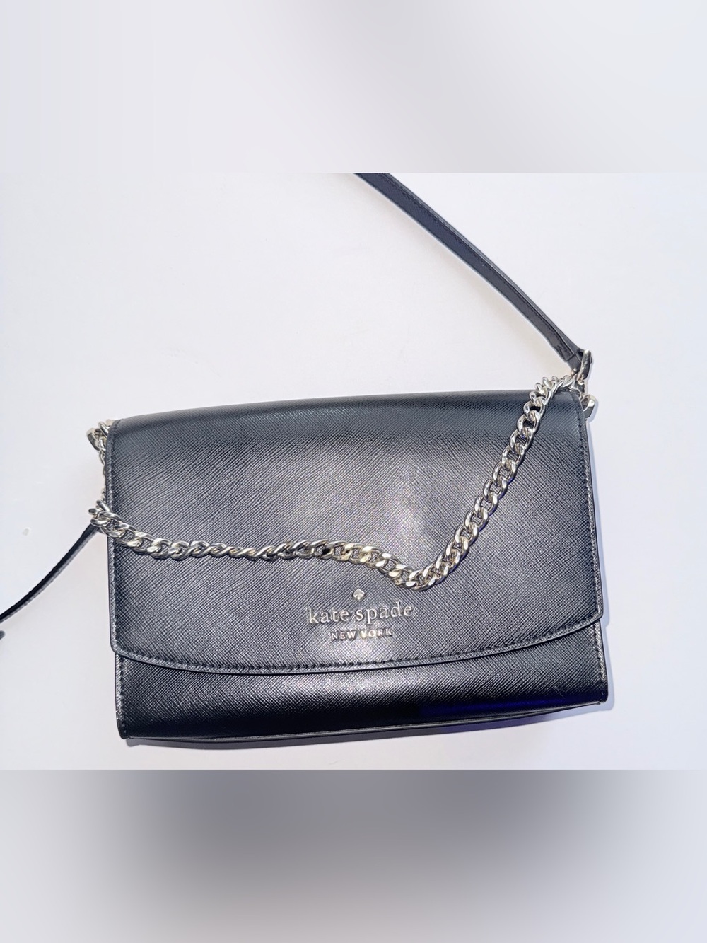 kate spade Black Leather Purse with Gold Chain Detail - Picture 2 of 5